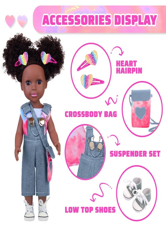 UNICORN ELEMENT Black Baby Doll with Tie-Dye Rainbow Top and Clothes Set - 14.5 Inch Silicone Realistic Girl Doll - Image 3
